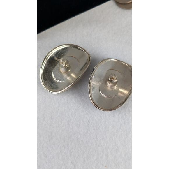 2 Vintage buttons pearlized centers blackened gold rope border 11/4" x3/4" GUC - Picture 5 of 5